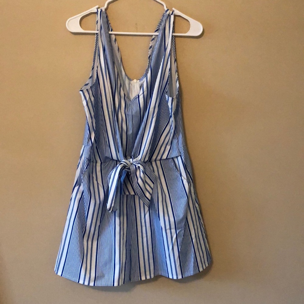 Blue and white stripped romper